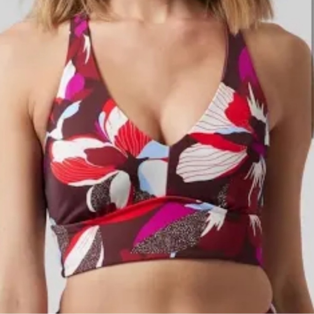 NWT Athleta Plunge Bikini 👙 Top D-DD. Large  Hero Bloom Decadant Chocolate